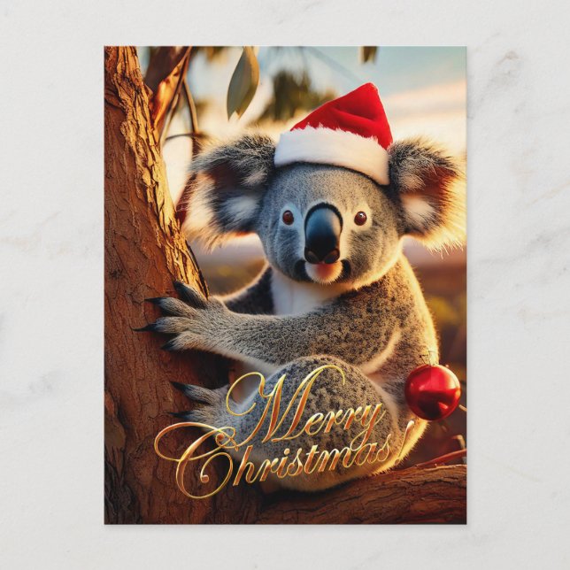 God Jul Koala som sitter i Gumtree Vykort (Framsida)