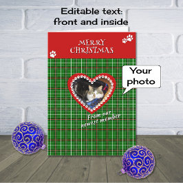 God jul-kontroll av röd fotoröd grönt helgkort