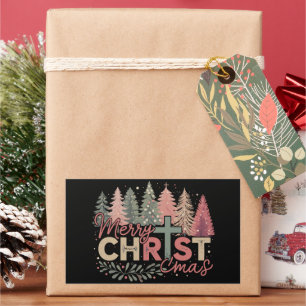 God Jul Kors Tro Jesus Kristet Berättelse Rektangulärt Klistermärke