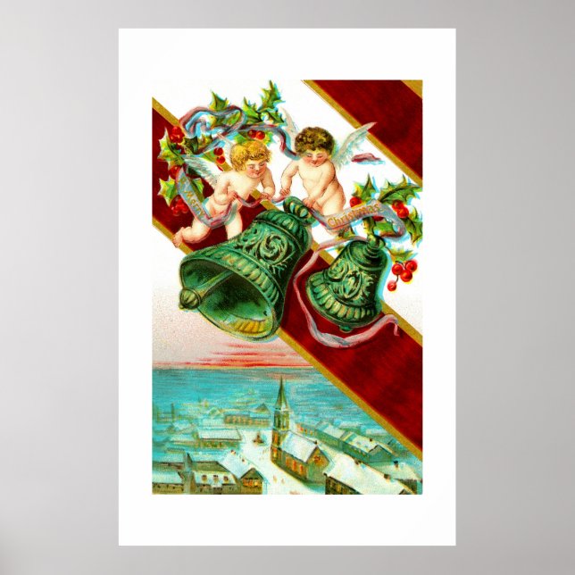 God jul, körsbärare och klockor poster (Framsidan)