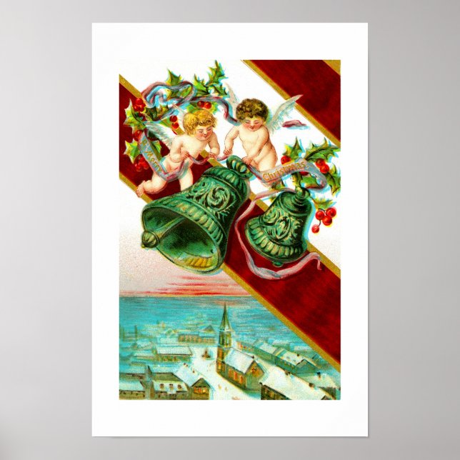 God jul, körsbärare och klockor poster (Framsidan)