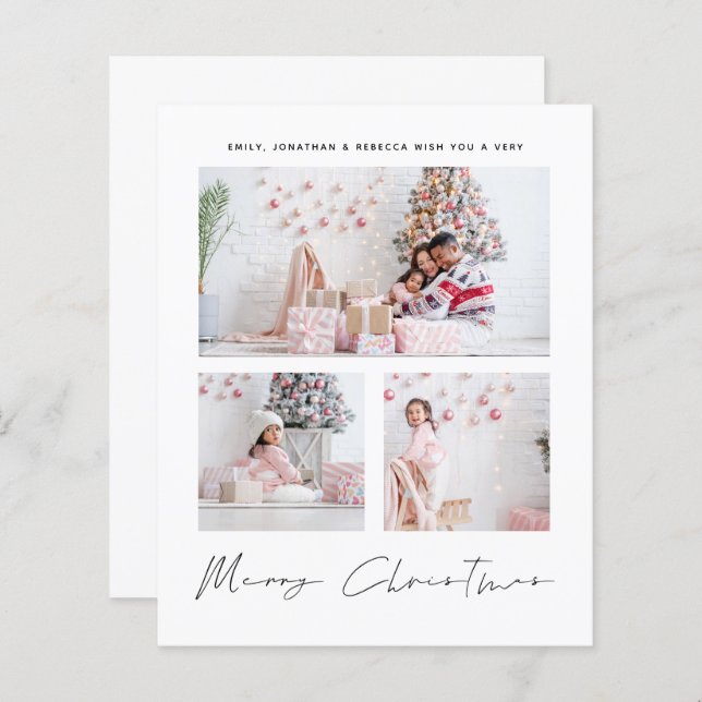 GOD JUL-kort för BUDGET 3-fotofamiljen (Fram/baksida)