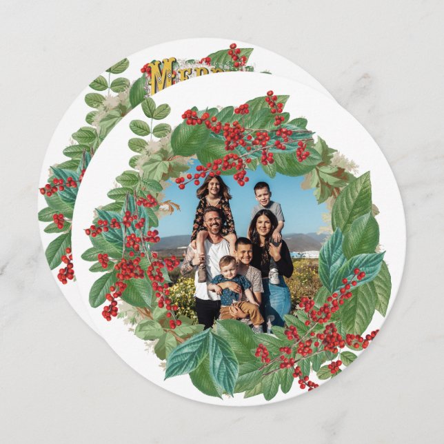 God jul-kort för Family Photo Script Helgdag Julkort (Fram/baksida)