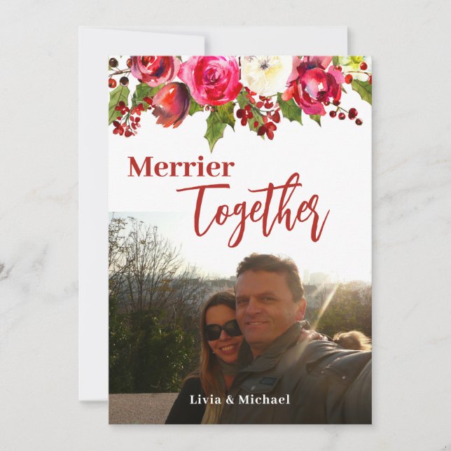 God jul-kort för fotovinter-Blommigt Julkort (Framsida)