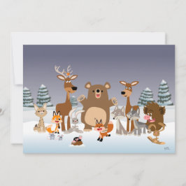 God jul! Kort för inbjudan till friska djur
