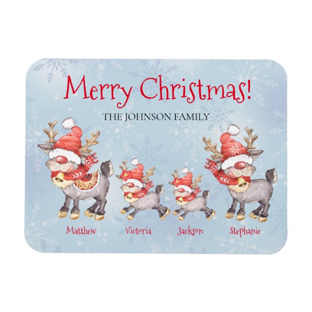 God jul-kort för renfamiljens Personlig Magnet (Horisontell)