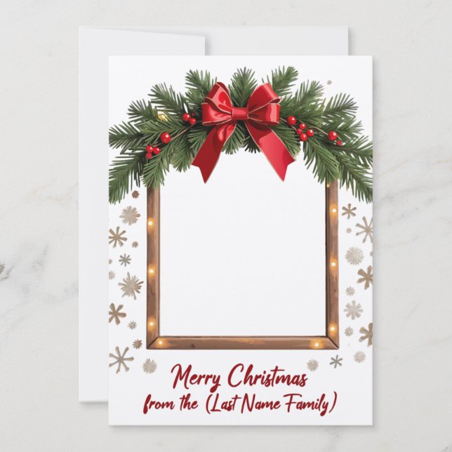 God jul-kort med Festive Garland Ram Inbjudningar (Framsida)