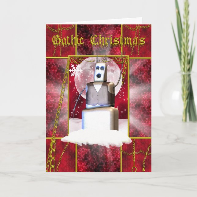 God jul-kort med gotisk snoman helgkort (Framsida)