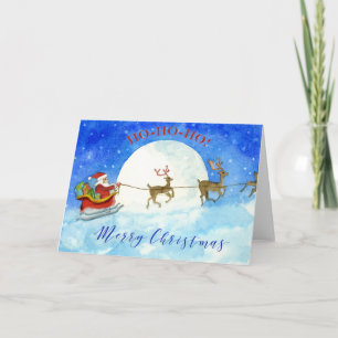 God jul-kort med jultomten på hans sleigh helgkort