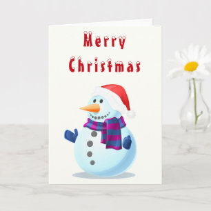God jul-kort med Lycklig Snögubbe Kort