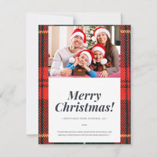 god jul kort med rött och grönt i fickhylsa
