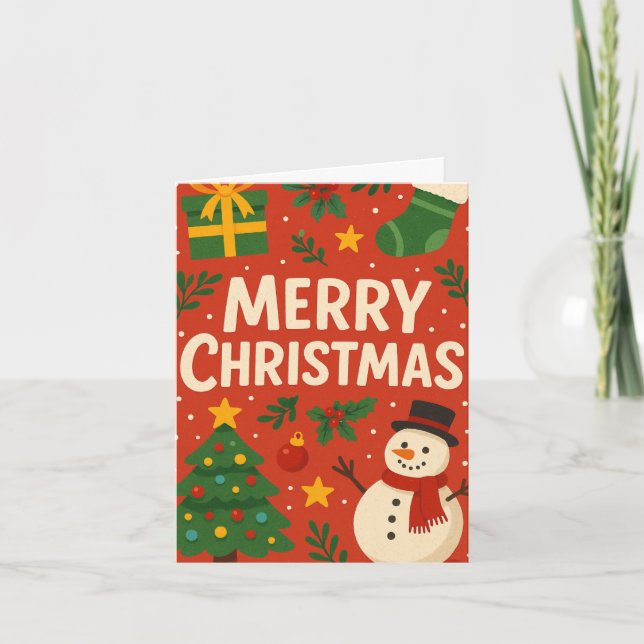God jul-kort med Snögubbe Kort (Framsida)