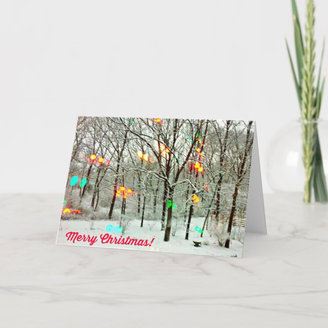 God jul-kort med snöscen helgkort (Framsida)