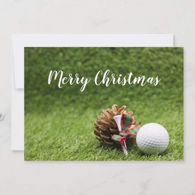 god jul-kort till golfer med golf boll julkort (Framsida)