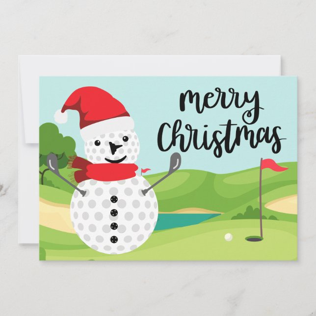 God jul kort till golfer med Snögubbe Golfer (Framsida)