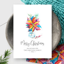 God jul-kort Vibrant Watercolor Botanical