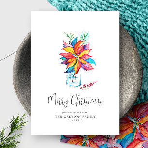 God jul-kort Vibrant Watercolor Botanical Julkort