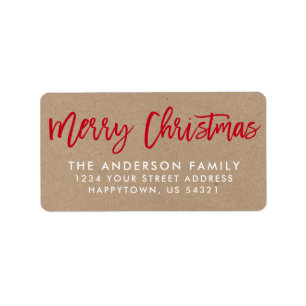God jul Kraft för penselstjärnor Adressetikett