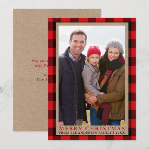 God jul Kraft Tartan-fotokort Inbjudningar