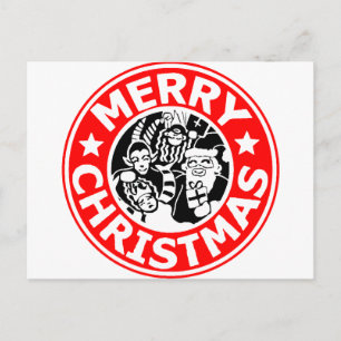 God Jul Krampus Logotyp Helg Vykort