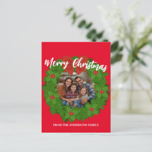 God Jul Krans Foto Familjenamn Vykort