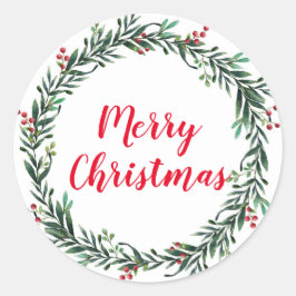 God Jul Krans Rund Klistermärke
