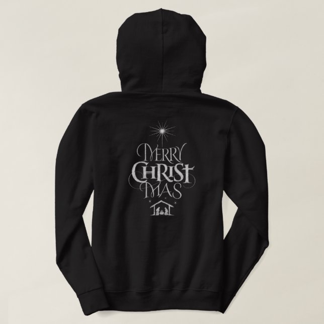 God jul Kristus Gud Christian Chalk Jesus Hoodie (Design baksida)