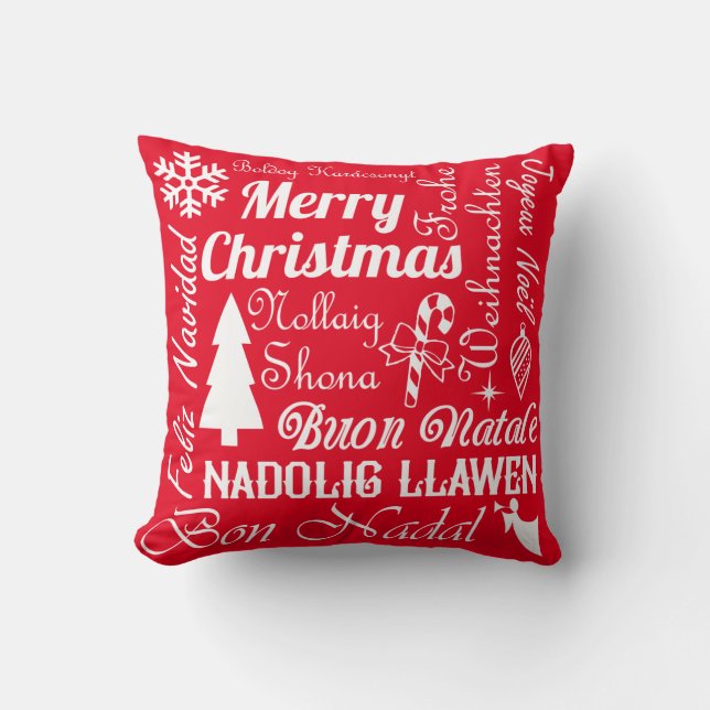 God Jul Kudd i rött och grönt Kudde (Framsida)