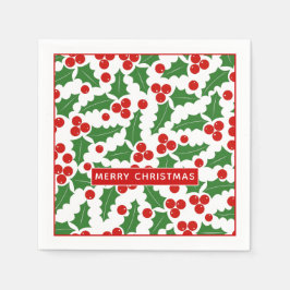 God jul kullbär mönster röd och grönt pappersservett