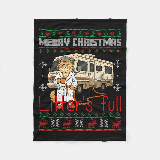 God Jul Kullstor Katt Fula Jul Tröja Jul Fleecefilt (Framsidan)