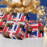 God jul Kung Charles III British flagga Presentpapper<br><div class="desc">God jul hälsning Kung Charles III med brittisk flagga-bakgrund.</div>