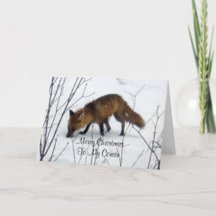God jul kusin-Fox i Snö Helgkort