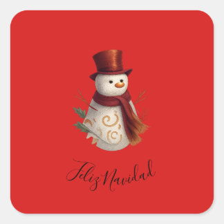 God Jul Kvadratisk Klistermärke - Feliz Navidad