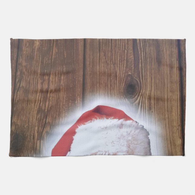 God jul Kväll, tomten i Santa Kökshandduk (Horisontell)