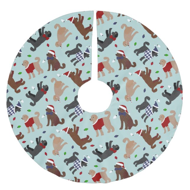 God jul Labradoodle Blue Julgransmatta Borstad Polyester (Framsidan)