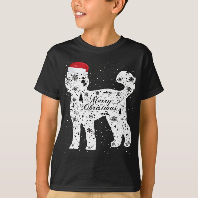 God jul Labradoodle Hund jul T Shirt (Framsida)