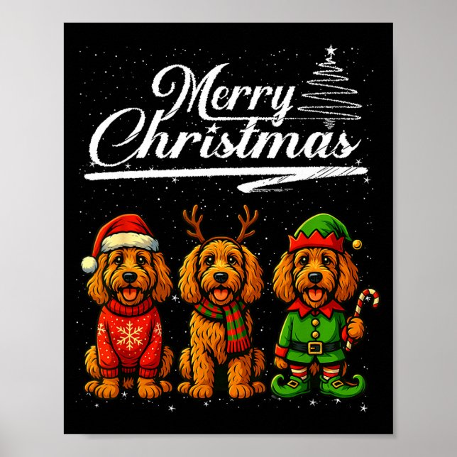 God Jul Labradoodle Renjävlar Tomte Hund Poster (Framsidan)