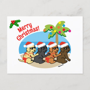 God jul Labrador Retriever Beach Kids Helg Vykort