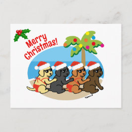 God jul Labrador Retriever Beach Kids Helg Vykort