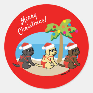 God jul Labrador Retriever Bikini Girls Runt Klistermärke