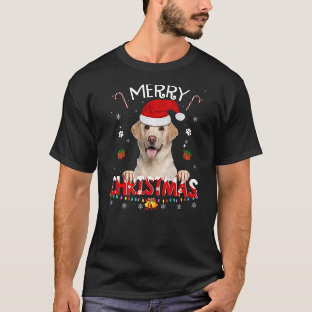 God jul Labrador Retriever Hund Santa Hat X T Shirt (Framsida)