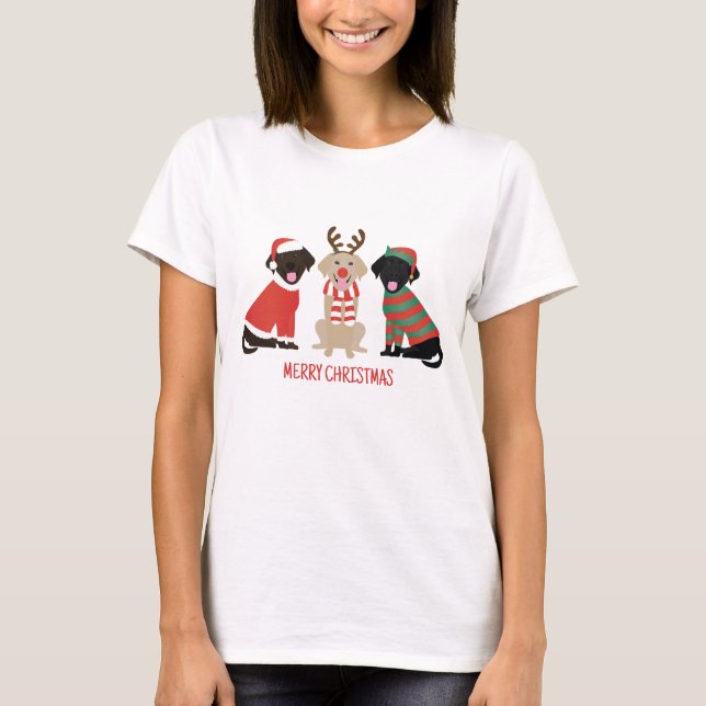 God jul Labrador Retriever Hundar T Shirt (Framsida)