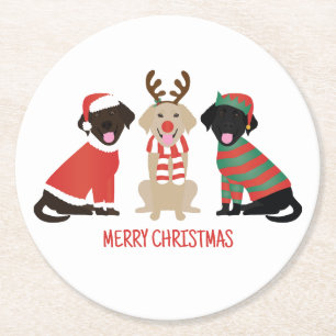God jul Labrador Retriever Hundar Underlägg Papper Rund