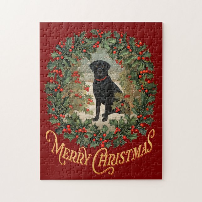 God jul Labrador Retriever Pussel (Vertikal)