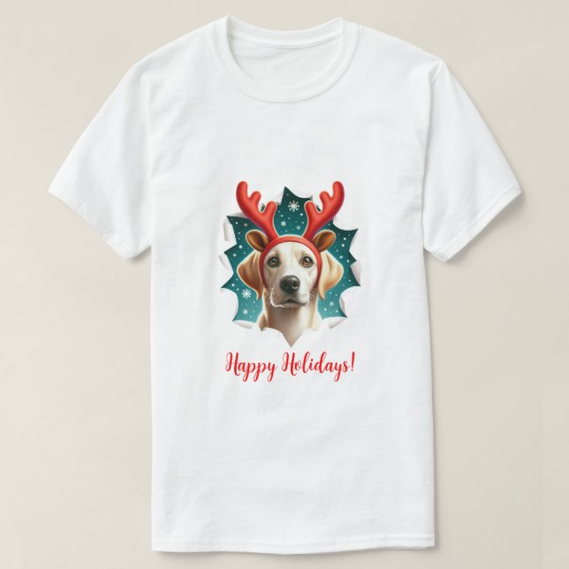 God jul Labrador Retriever Reindeer T Shirt (Design framsida)