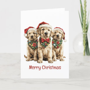 God jul Labrador Retriever Santa Puppy Hund Helgkort