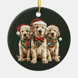 God jul Labrador Retriever Santa Puppy Hund Julgransprydnad Keramik