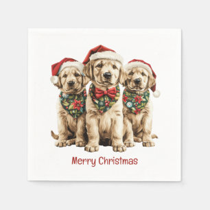 God jul Labrador Retriever Santa Puppy Hund Pappersservett