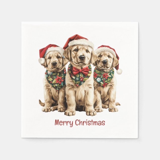 God jul Labrador Retriever Santa Puppy Hund Pappersservett (Framsidan)