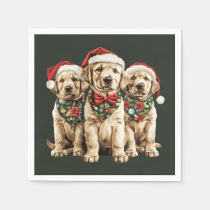 God jul Labrador Retriever Santa Puppy Hund Pappersservett